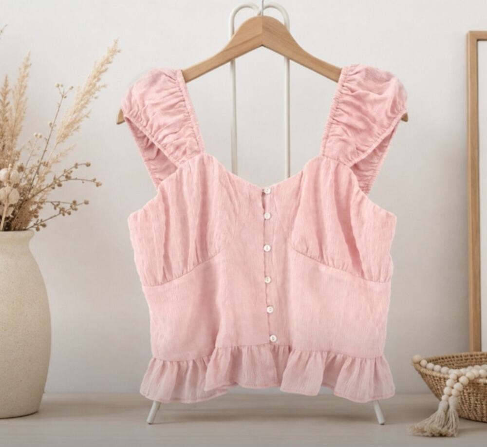 Dance Marvel Soft Pink Button Front S NWT